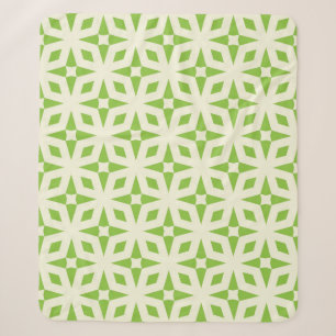Cream groene geometrische tegel patroonmozaïek 70s sherpa deken