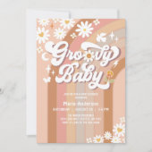 Cream Groovy Baby Hippie Retro Baby shower Kaart (Voorkant)