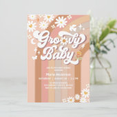 Cream Groovy Baby Hippie Retro Baby shower Kaart (Staand voorkant)