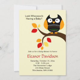 Cream Halloween Owl Autumn Baby shower nodigt 5x7  Kaart