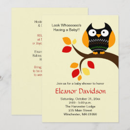 Cream Halloween Owl Autumn Baby shower nodigt 5x7 Kaart