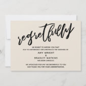 Cream-handschrift geannuleerd bruiloft kaart (Voorkant)