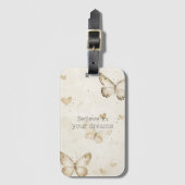 Cream Harten Vlinders Kerstmis Bagagelabel (Voorkant (verticaal))