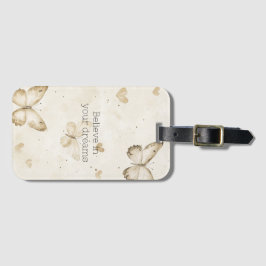 Cream Harten Vlinders Kerstmis Bagagelabel