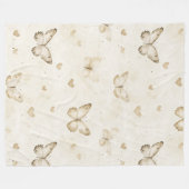 Cream Harten Vlinders Kerstmis Fleece Deken (Voorkant (Horizontaal))