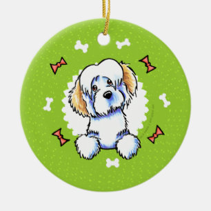 Cream Havanese Dog Botten Kerstmis Keramisch Ornament