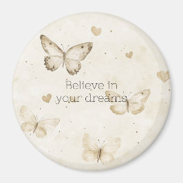 Cream Hearts Butterflies Christmas Magneet