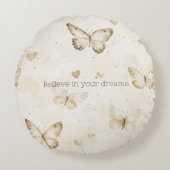 Cream Hearts Butterflies Christmas Rond Kussen (Voorkant)