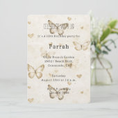 Cream Hearts Butterflies Gold Glitter Birthday   Kaart (Staand voorkant)