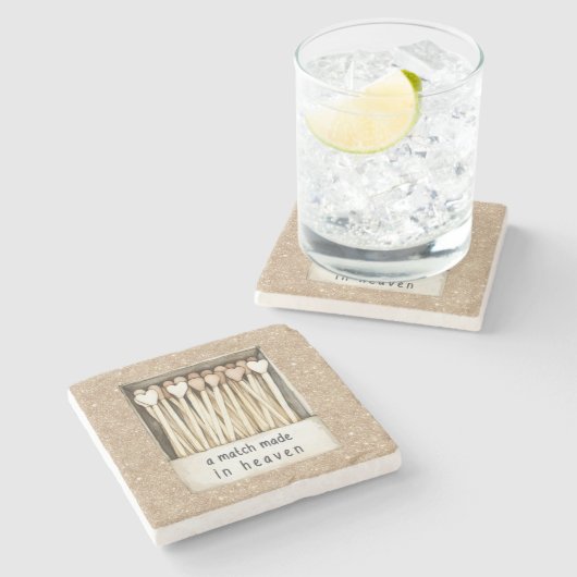 Cream Hearts Match Made in Heaven Gold Glitter Stenen Onderzetter (Zijkant)