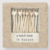 Cream Hearts Match Made in Heaven Gold Glitter Stenen Onderzetter (Voorkant)