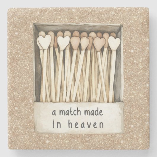 Cream Hearts Match Made in Heaven Gold Glitter Stenen Onderzetter (Voorkant)