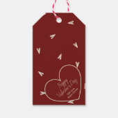 Cream Hearts on Burgundy - Minimal Valentine  Cadeaulabel (Voorkant)