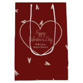 Cream Hearts on Burgundy - Minimal Valentine  Medium Cadeauzakje (Achterkant)