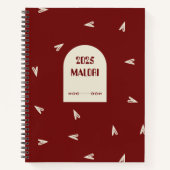 Cream Hearts on Burgundy - Minimal Valentine  Notitieboek (Voorkant)