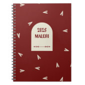 Cream Hearts on Burgundy - Minimal Valentine  Notitieboek (Voorkant)