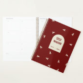Cream Hearts on Burgundy - Minimal Valentine Planner (Display)