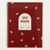 Cream Hearts on Burgundy - Minimal Valentine Planner (Voorkant)