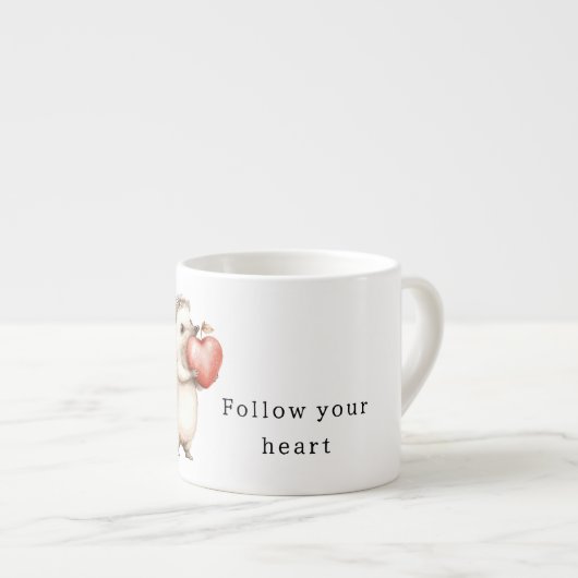 Cream Hedgehog Apple Heart Espresso Kop (Voorkant rechts)