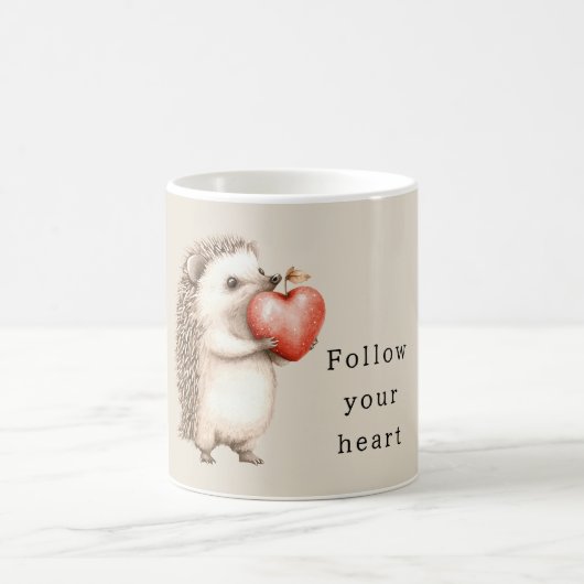 Cream Hedgehog Apple Heart Koffiemok (Center)