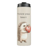 Cream Hedgehog Apple Heart Thermosbeker (Voorkant)