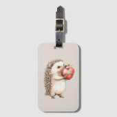 Cream Hedgehog Heart Love Bagagelabel (Voorkant (verticaal))