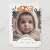 Cream Herfst Floral 2 Foto Aankondiging Geboorte (Achterkant)