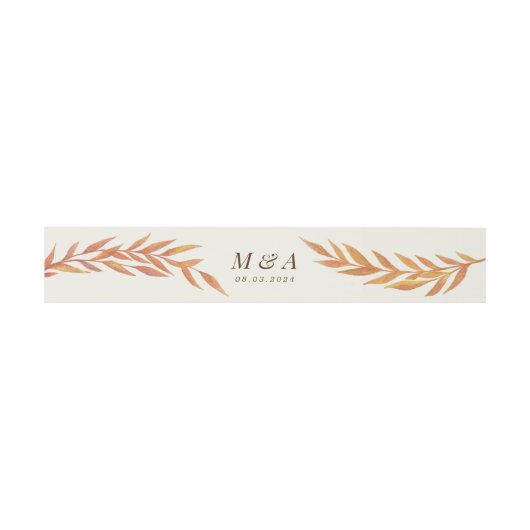 Cream Herfst Leaf Elegant Monogram Bruiloft Uitnodigingen Wikkel (Vlak)