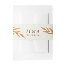 Cream Herfst Leaf Elegant Monogram Bruiloft Uitnodigingen Wikkel