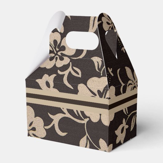 Cream Hibiscus Flowers op Brown 1 Bedankdoosjes (Achterkant)