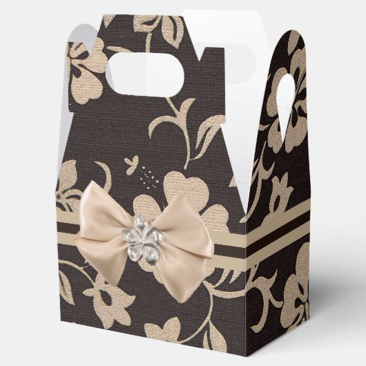 Cream Hibiscus Flowers op Brown 1 Bedankdoosjes (Geopend)