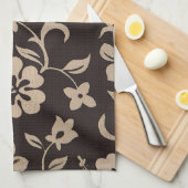 Cream Hibiscus Flowers op Brown 1 Theedoek (Quarter Fold)