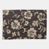 Cream Hibiscus Flowers op Brown 1 Theedoek (Horizontaal)