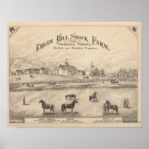 Cream Hill Stock Boerderij in Shoreham Vermont Poster