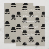 Cream Hipster Petten en snorren bruiloft Kaart (Voorkant / Achterkant)