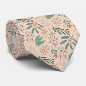 Cream Holiday Greenery Pattern Stropdas (Opgerold)