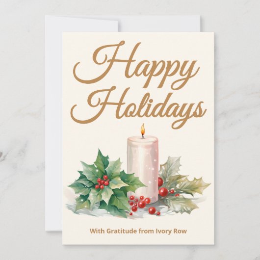 Cream Holiday Kaart | Aangepaste Logo en wensen (Voorkant)