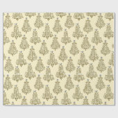 Cream Holiday Tree Script Cadeaupapier (Vlak)