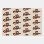 Cream Howdy Cowboy Westerne Petten Inpakpapier Vel (Voorkant)
