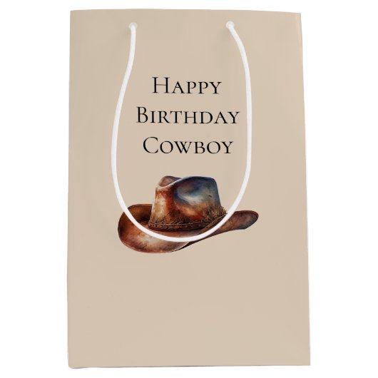 Cream Howdy Cowboy Westerne Petten Medium Cadeauzakje (Voorkant)