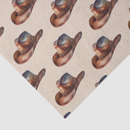 Cream Howdy Cowboy Westerne Petten Tissuepapier (Detail)