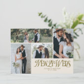 Cream Huwelijksaankondiging Multi Foto Huwelijk Aankondiging (Staand voorkant)
