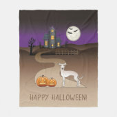 Cream Iggy Cute Dog en Halloween Hauning House Fleece Deken (Voorkant)
