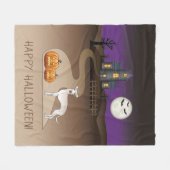 Cream Iggy Cute Dog en Halloween Hauning House Fleece Deken (Voorkant (Horizontaal))