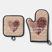 Cream Inspirerend Liefde Joy Red Heart Ovenwant & Pannenlap Set (Voorkant)