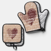 Cream Inspirerend Liefde Joy Red Heart Ovenwant & Pannenlap Set (Voorkant / Achterkant)