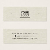Cream iory linen logo stud earing display card mini visitekaartjes (Voorkant /achterkant)