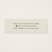 Cream iory linen logo stud earing display card mini visitekaartjes (Achterkant)