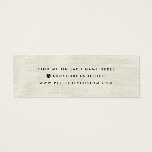 Cream iory linen logo stud earing display card mini visitekaartjes (Achterkant)