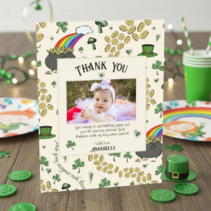 Cream Irish Rainbow Clovers & Hearts Verjaardag Bedankkaart